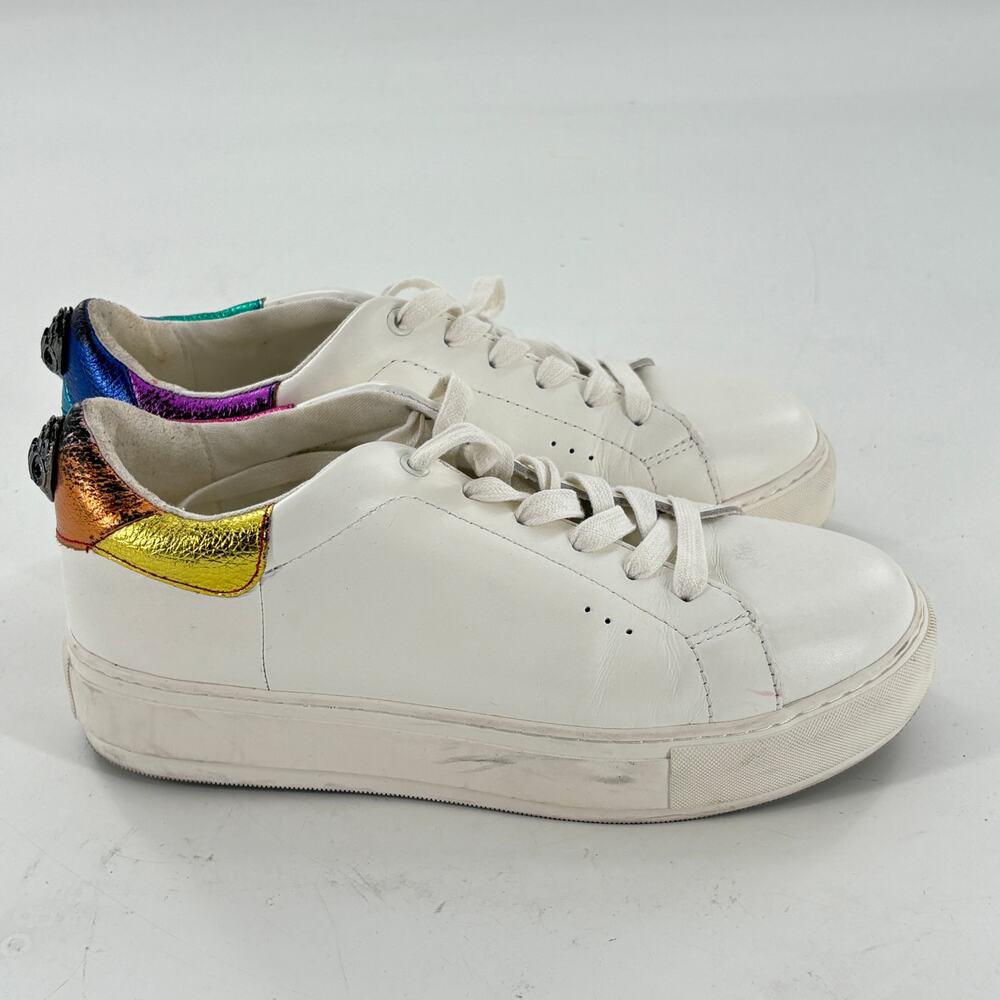 Kurt Geiger Laney Eagle Sneakers 10 40 Leather Rainbow Jewel Lace Up - Picture 4 of 8